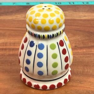 M. Bagwell‎ Ceramic Polka Dot Salt Pepper Shaker Multi Color Hand Painted 3.5"